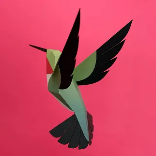 Бумажная модель для сборки Plego Art Selasphorus platycercus (колибри)