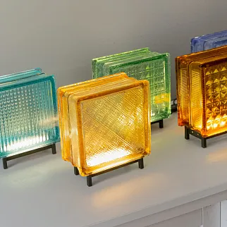 Светильник-стеклоблок оранжевый