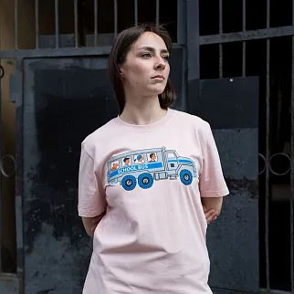 Футболка Barking Store Скулбас X пепельно-розовая мужская