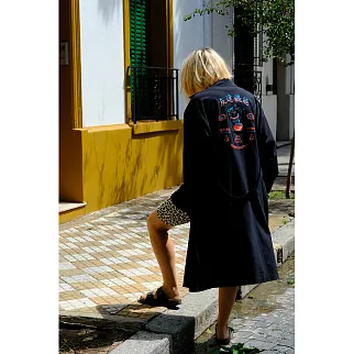 Рабочий халат Friend Function черный с котом