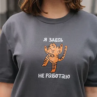 Футболка Friend Function Я здесь не работаю серая оверсайз
