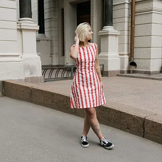 Платье Thinking Mu Red Maxi Stripes Cecile