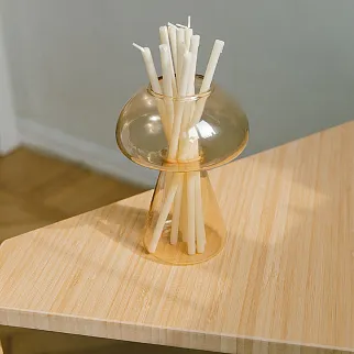 Ваза Грибочек прозрачная желтая