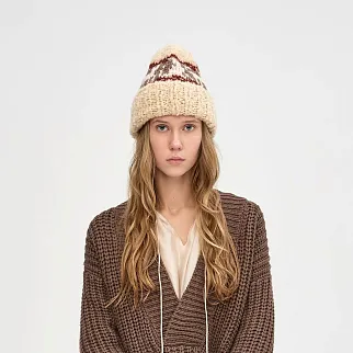 Шапка CHECK YA HEAD бежевая с рисунком Котики Средневековья Т2159/10