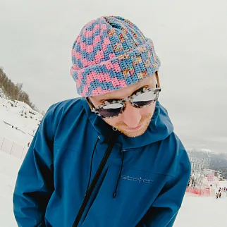 Шапка-бини Jacob Cro Twins Blue Pink melange