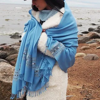 Большой шерстяной шарф Sky Blue Folk