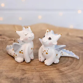 Керамическая ёлочная игрушка Дракоши малыши парочка