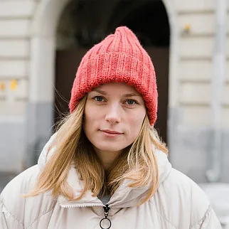 Шапка шерстяная Friend Function Крупной Вязки Коралловая