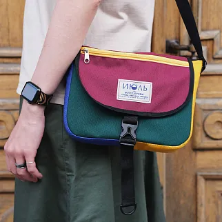 Сумка iyulstore Square Color block бордово-зелёная