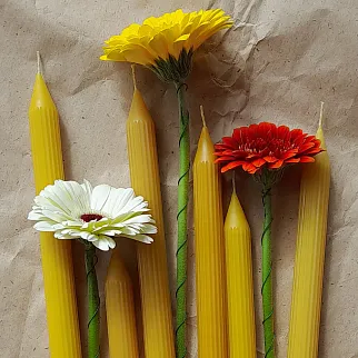 Рифленая столовая свеча из пчелиного воска - набор 5 шт