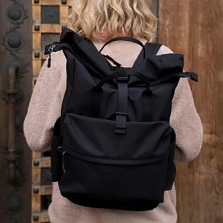 Рюкзак-роллтоп Friend Function черный и большой и с ручками