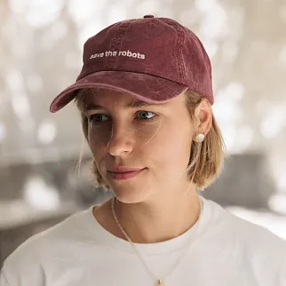 Кепка Friend Function save the robots вишневая со светонакопительной нитью