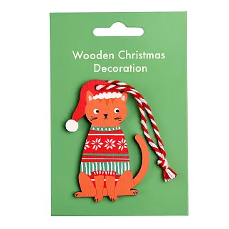 Деревянное украшение для ёлки Кошка рыжая REX