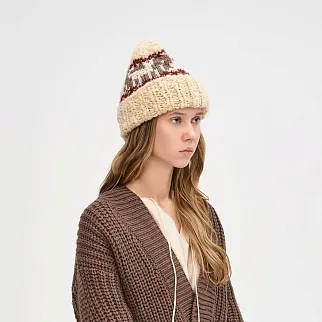 Шапка CHECK YA HEAD бежевая с рисунком Котики Средневековья Т2159/10