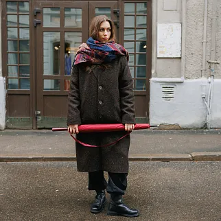 Зонт-трость с автооткрытием 24 ребра красный