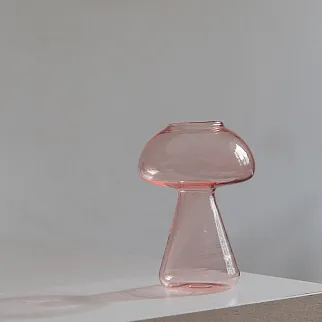 Ваза Грибочек прозрачная розовая
