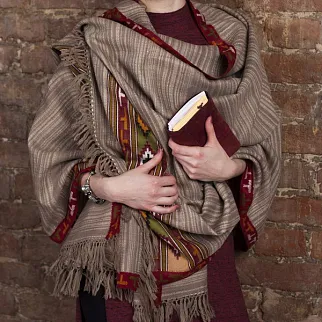 Большой шерстяной шарф Beige Melange Folk