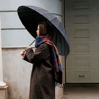 Зонт-трость с автооткрытием 24 ребра черный