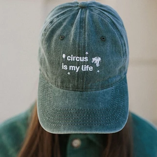 Бейсболка Faded с вышивкой circus is my life зеленая