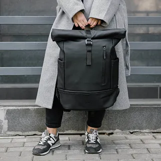 Рюкзак Молодость Roll Top Tech Leather черный