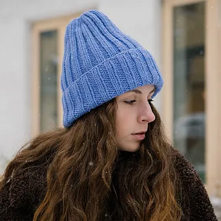 Шапка шерстяная Friend Function Крупной Вязки Голубая