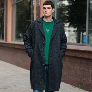 Пальто Friend Function синее с цветной крапинкой (50% шерсть)