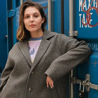 Пальто Friend Function серая елочка (100% шерсть)