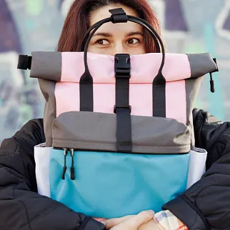 Рюкзак-роллтоп Friend Function розово-бело-голубой