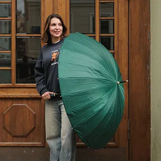 Зонт-трость с автооткрытием 24 ребра зеленый