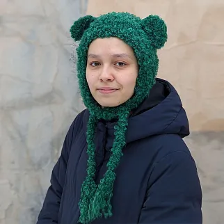 Шапка с ушками CHECK YA HEAD шерстяная зеленая 2358