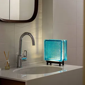 Светильник-стеклоблок циановый