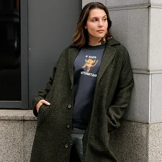 Пальто Friend Function зеленое с цветной крапинкой (50% шерсть)