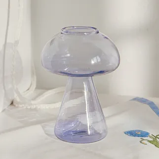 Ваза Грибочек прозрачная синяя