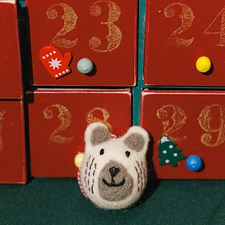 Игрушка на елку из шерсти Медведь небритый