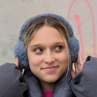 Теплые наушники серые