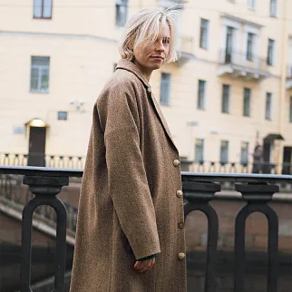 Пальто Friend Function коричневая елочка (100% шерсть)