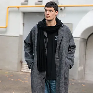 Пальто Friend Function серое с цветной крапинкой (50% шерсть)