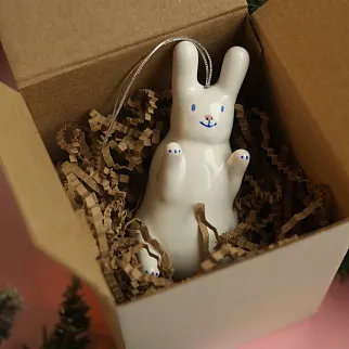 Керамическая ёлочная игрушка Заяц