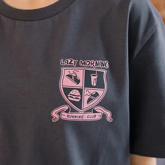 Футболка Friend Function Lazy Morning Running Club серая оверсайз