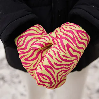 Дутые варежки Friend Function зебровые розовые