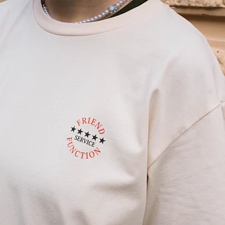 Футболка Friend Function Кот с Лапшой молочная оверсайз