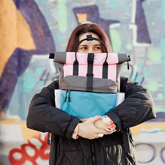 Рюкзак-роллтоп Friend Function розово-бело-голубой