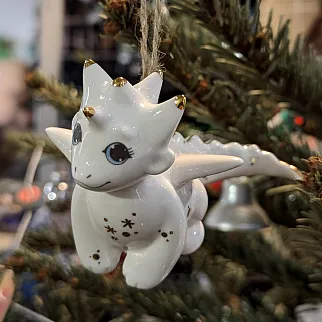 Керамическая ёлочная игрушка Дракоша малыш