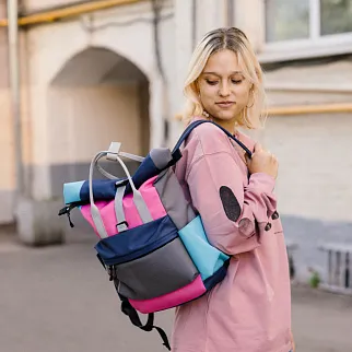 Рюкзак-роллтоп Friend Function розово-синий