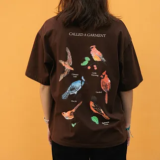Футболка Called a Garment Birds коричневая