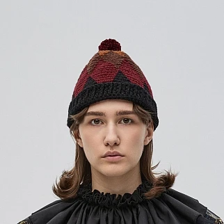 Шапка CHECK YA HEAD ромбы с помпоном 26223/1