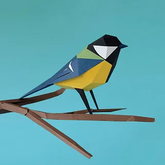 Бумажная модель для сборки Plego Art Parus major (синица)
