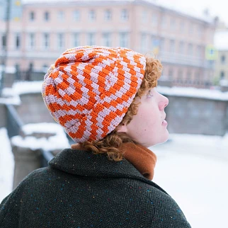 Шапка-бини Jacob Cro Twins Pink Red Yellow melange