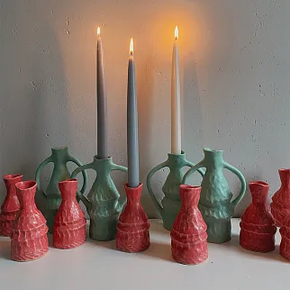 Подсвечник Юлии Каптур форма 3 бирюзовый