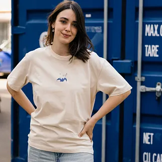 Футболка Friend Function Los Animales бежевая оверсайз